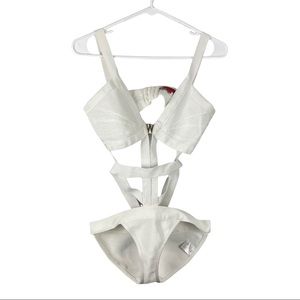 Wow Couture bandage monokini swimsuit white sz L